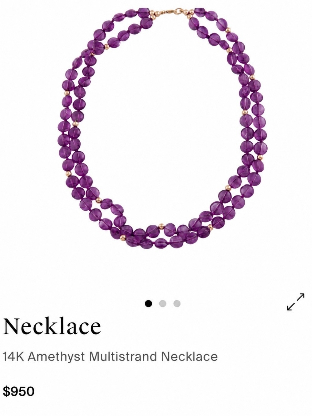 14K Amethyst Multistrand Necklace - Purple